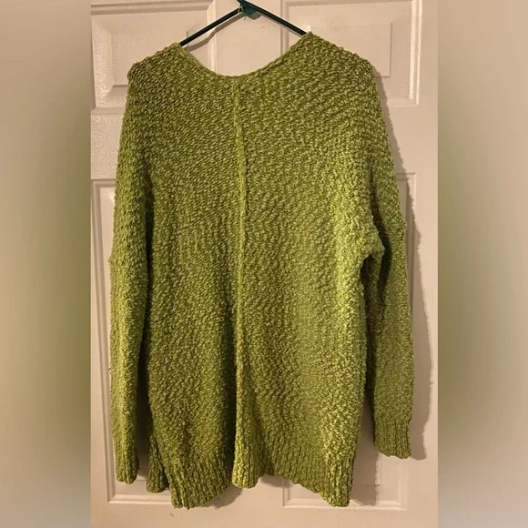 M/L Green Sweater Pockets Cute Vintage Look Boutique Purchase Measurements N Pic - Picture 7 of 17